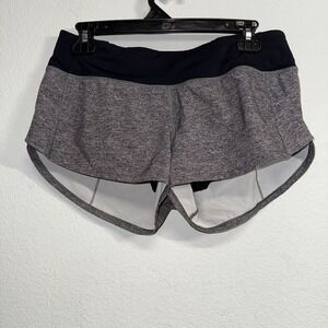 Lululemon‎ Women's Running Shorts Gray Black Built-In Liner Zip Pocket Athletic